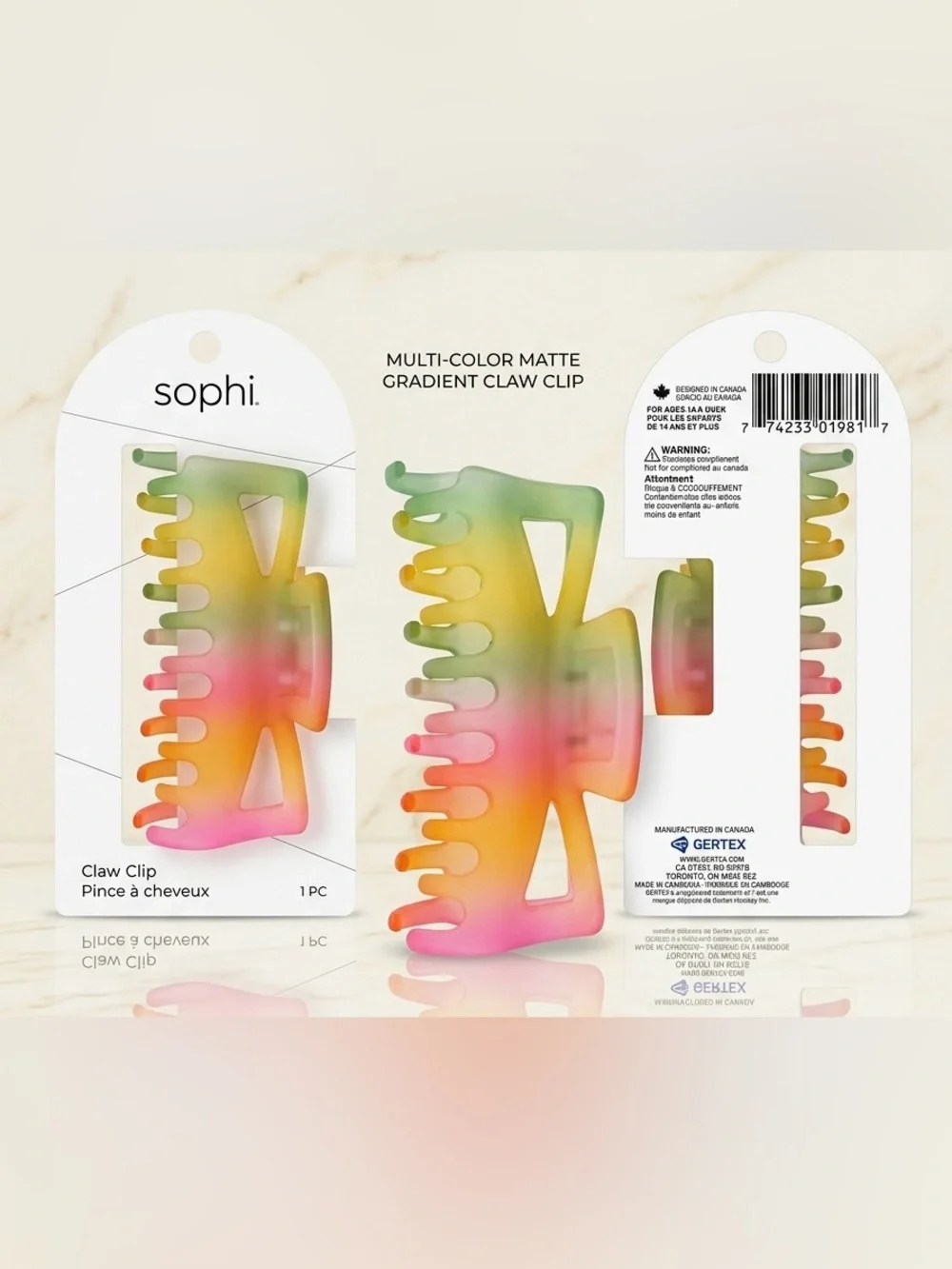 Multi-Color Matte Gradient Claw Clip - Beachy Fade Hair Clip NWT